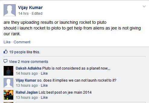 JEE Main 2014 Results: Student reactions on Facebook
