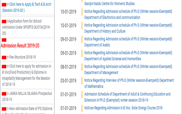 JMI Result 2019 Schedule