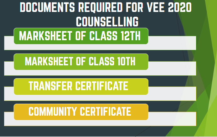 Documents required for VEE counselling (Reference Image)
