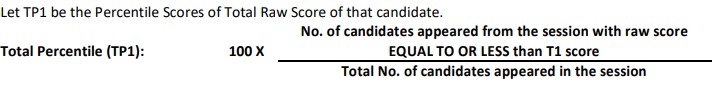 UGC NET total percentile calculation formula