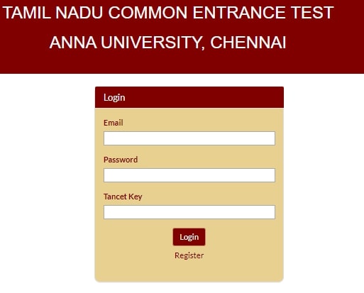 TANCET application login window