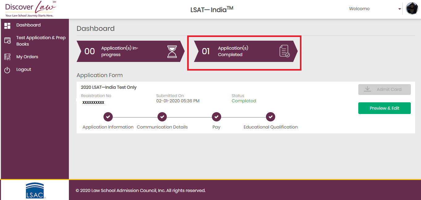 LSAT India application complete