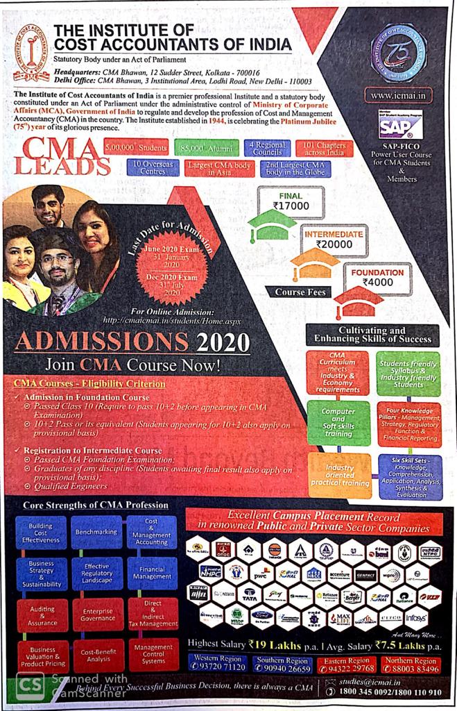 ICAI Admissions latest update