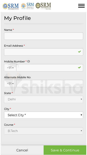 step 3 application process 2020 SRMIST - personal details
