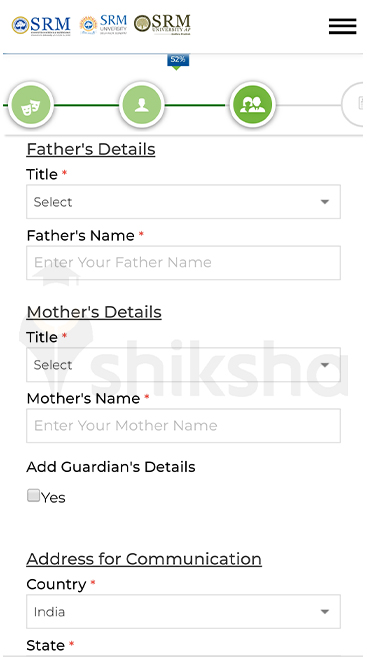 More persona details step 5 SRMIST 2020 application form