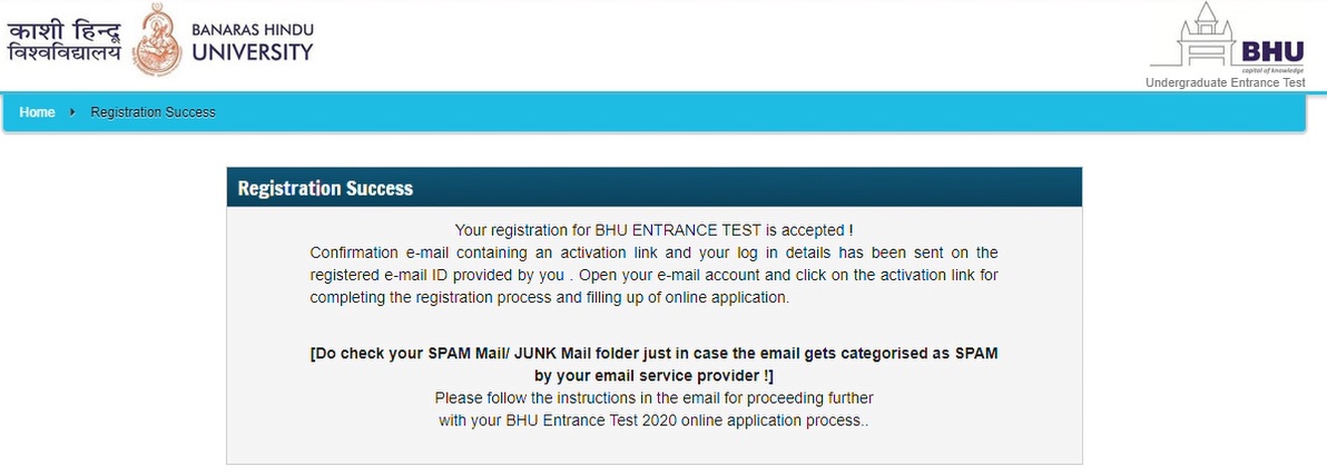 BHU registration complete