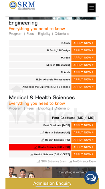 SRM College of Occupational Therapy Application Process Step 4