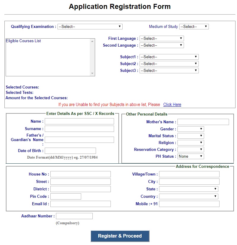 SKUCET registration form