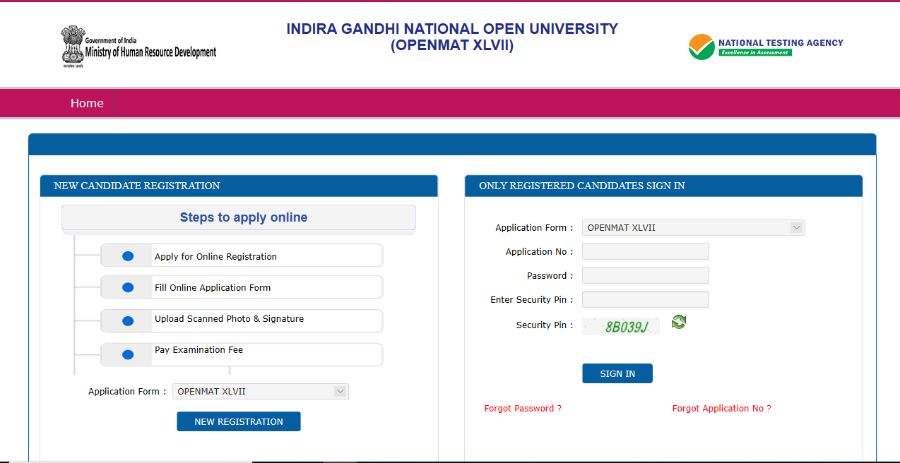 SNAPGRAB|IGNOU OPENMAT XLVII Application Form