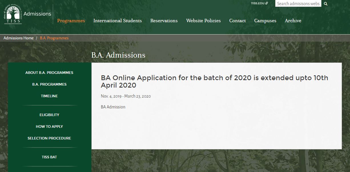 TISS BAT 2020 Application Forms