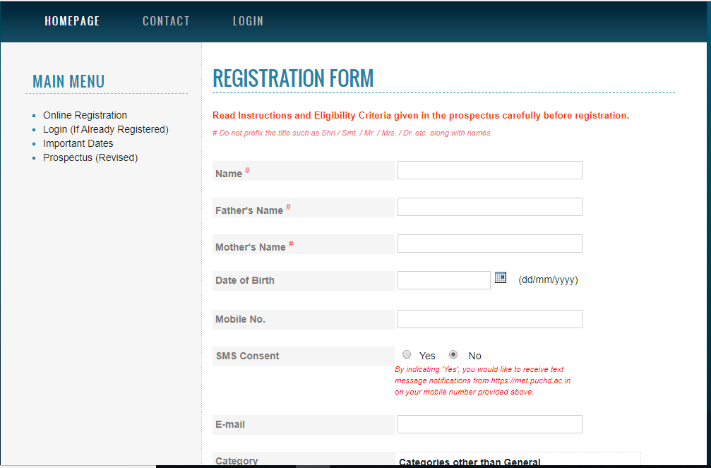 Snapgrab|PU MET 2020 Application Form