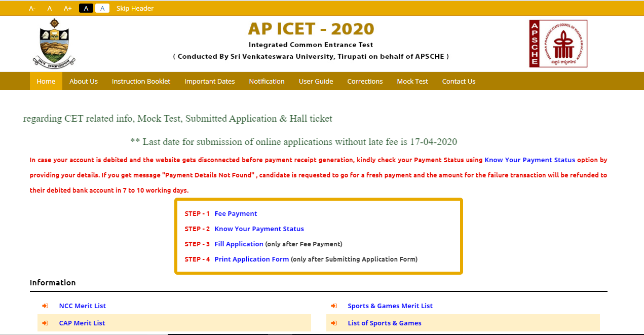 AP ICET 2020 Application Form Date Extension Notification| Snapgrab