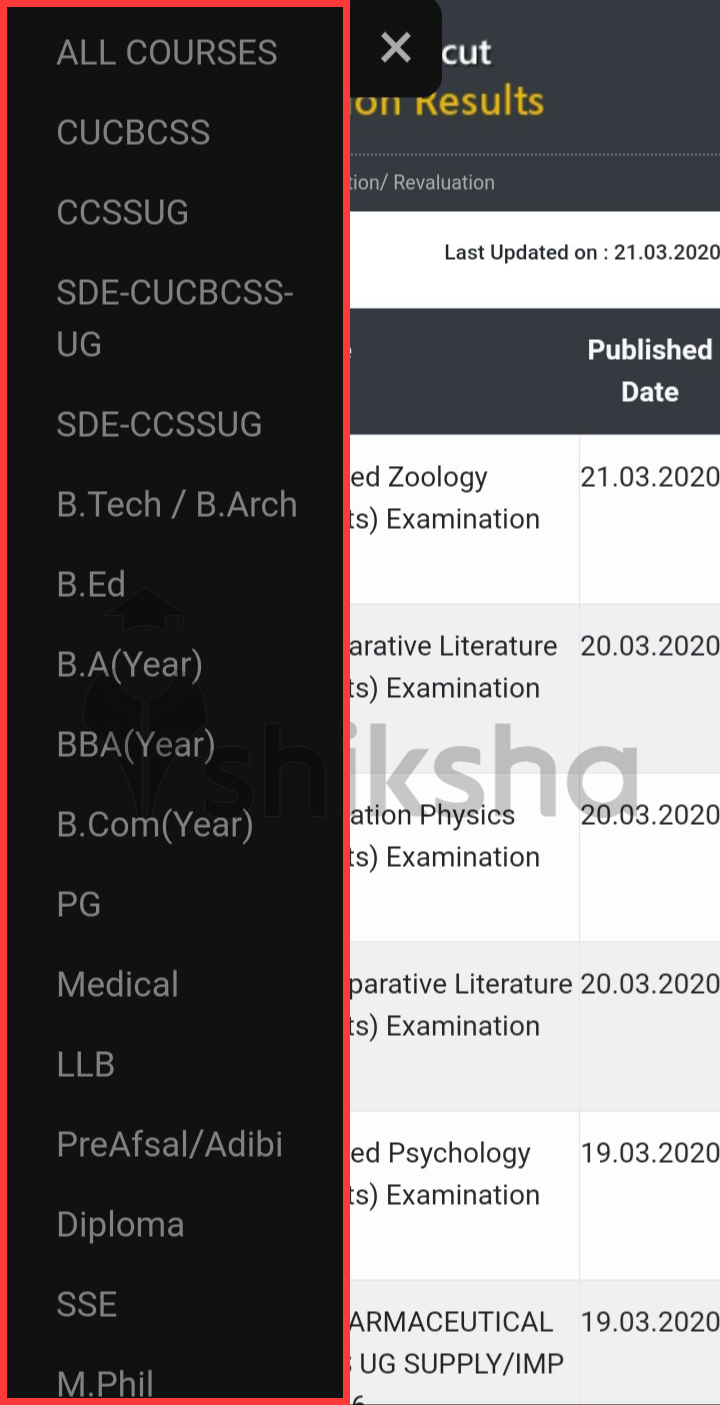 Calicut University Results Step 3