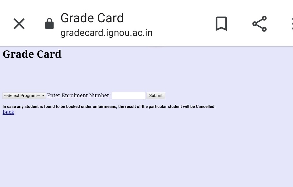 IGNOU result step 5