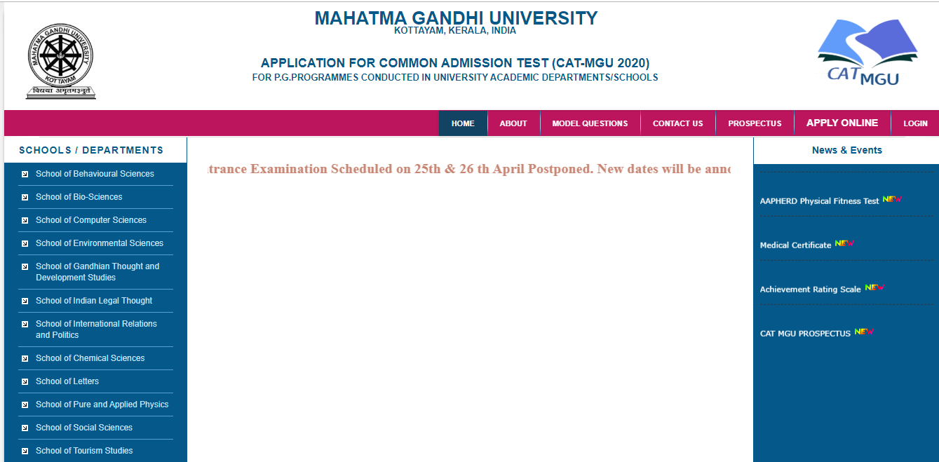 MGU CAT 2020 Exam Postponed|Snapgrab Notification