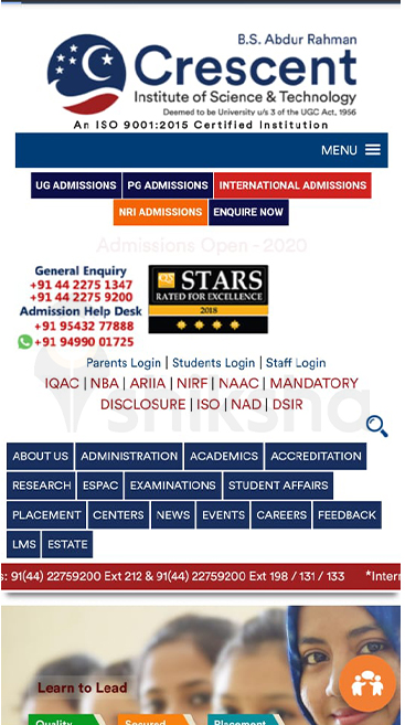 Crescent School of Life Sciences Application Process Step 1