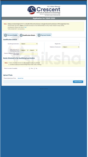 Crescent School of Life Sciences Application Process Step 4