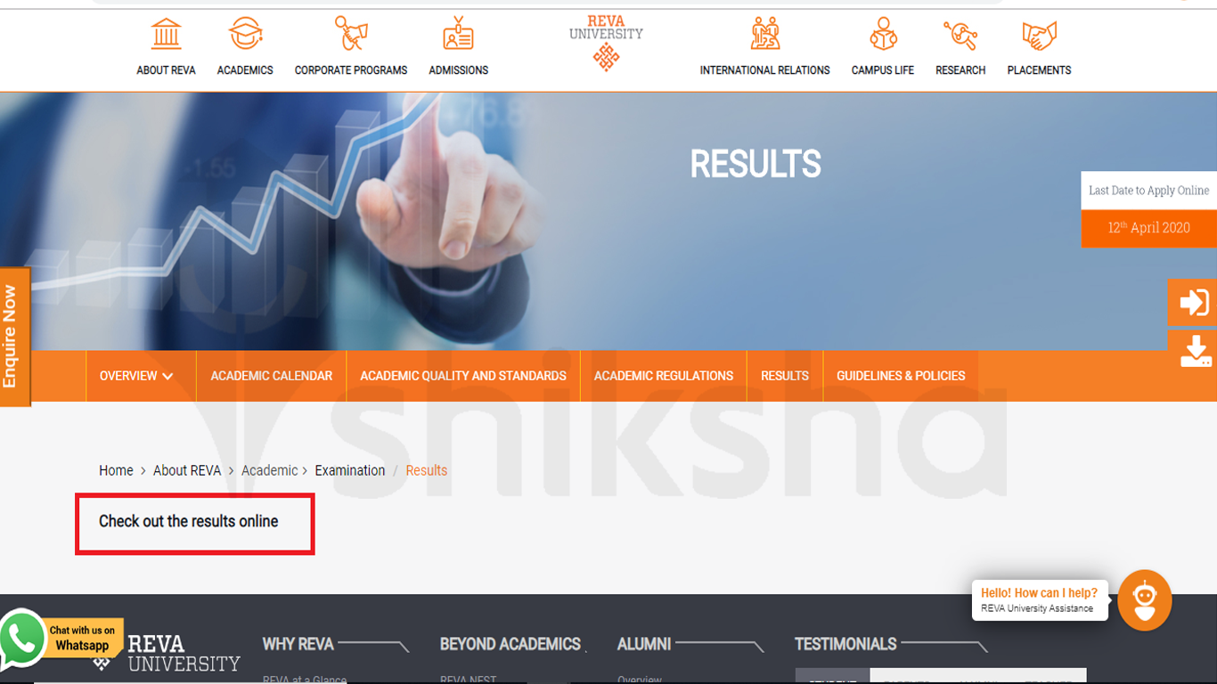 Reva University results step 3
