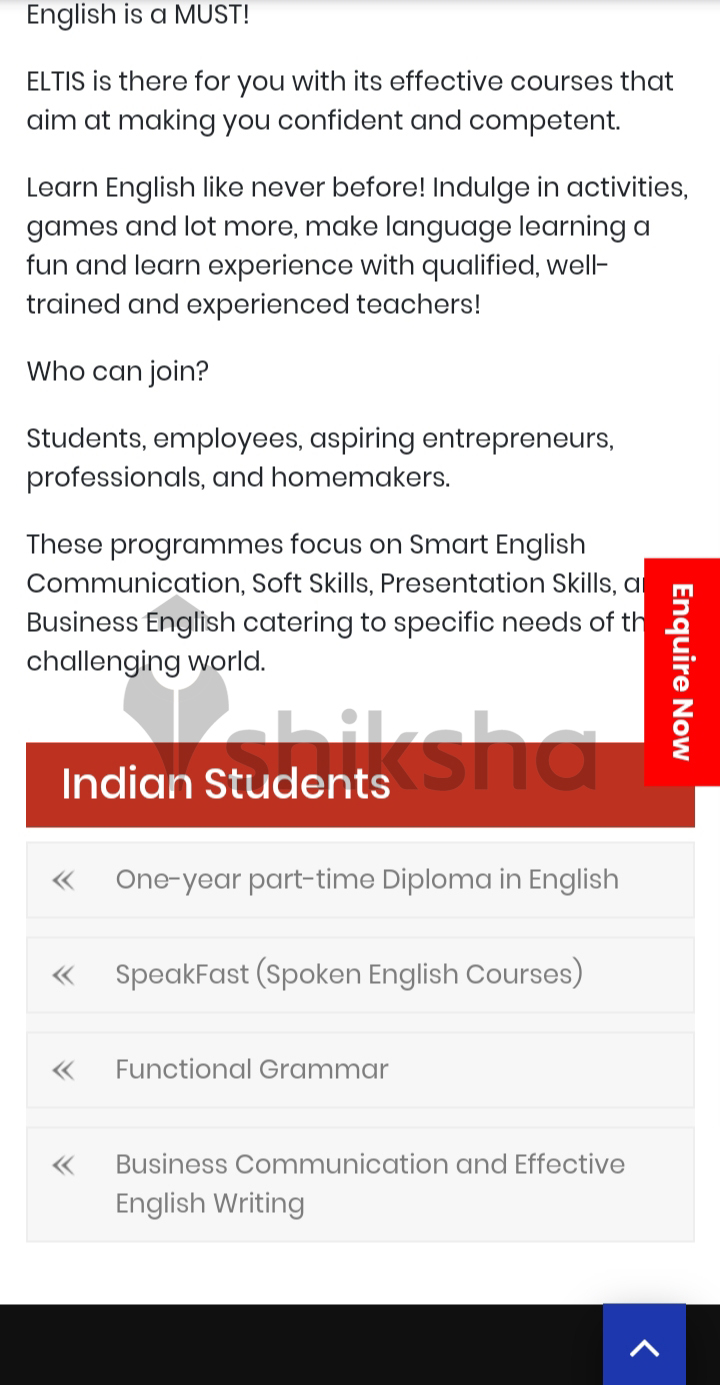 ELTIS Pune Application process Step 2