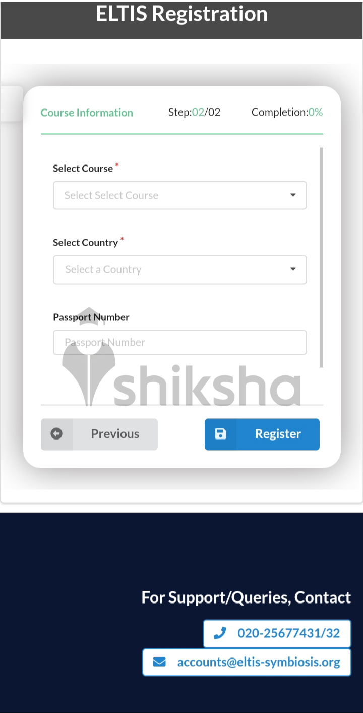 ELTIS Pune Application process Step 5