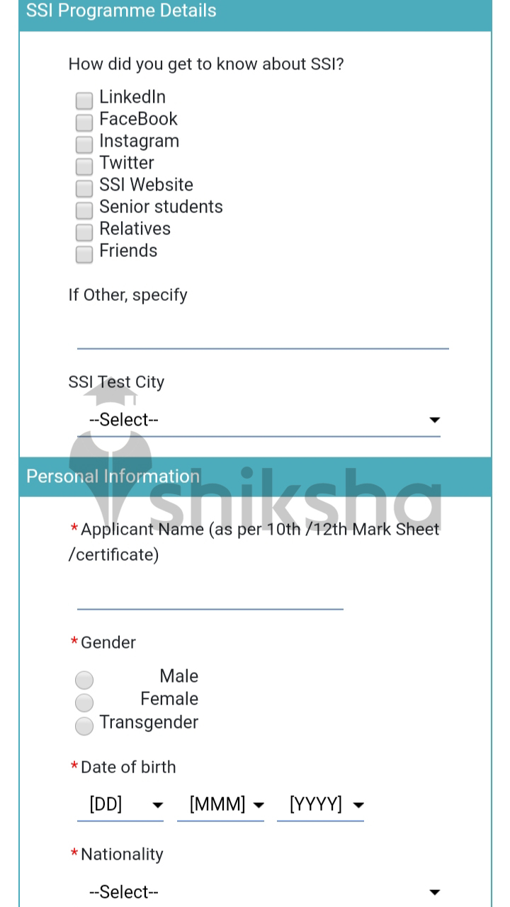 SSIS Pune Application Process Step 5