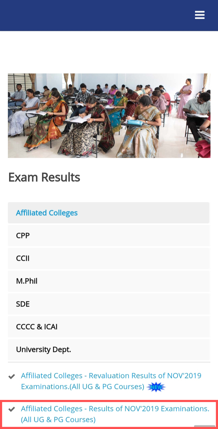 Bharathiar University Results Step 4