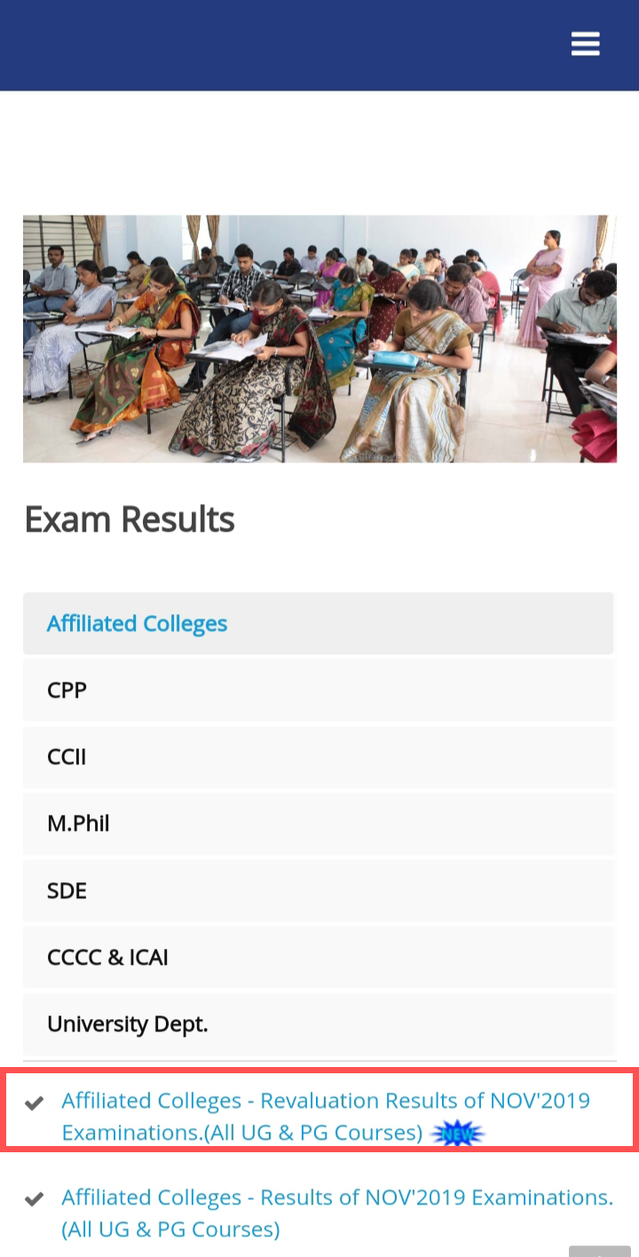 Bharathiar University Revaluation Results Step 4