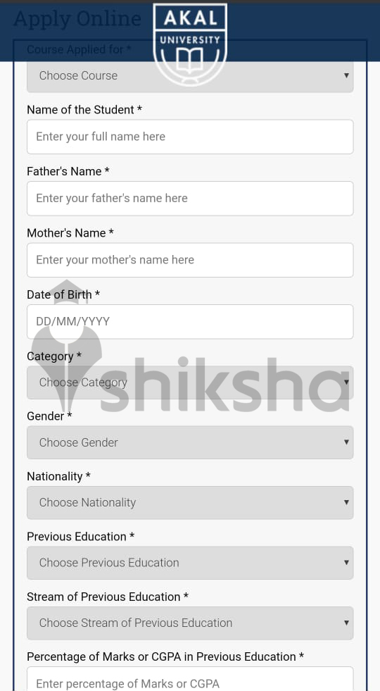 Akal University Application Form 1