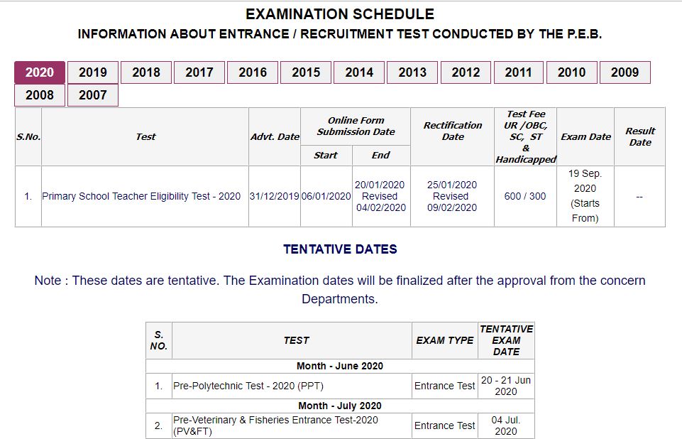 Revised MP Vyapam exam dates 2020