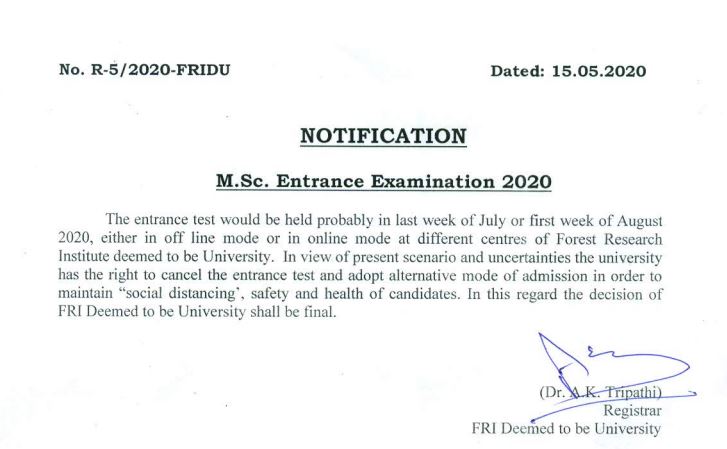 FRI Entrance Exam 2020