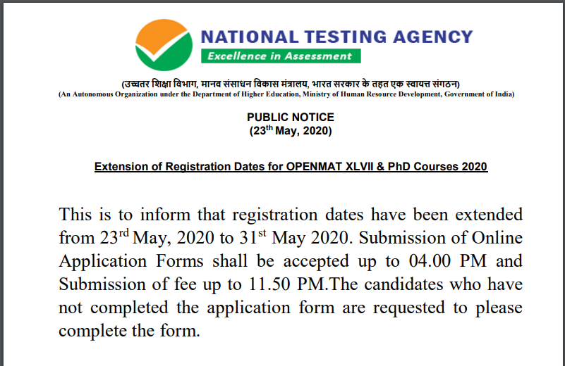 Registration Deadline of IGNOU OPENMAT 2020 ends TodayShiksha