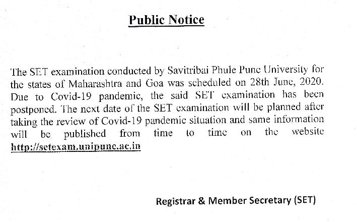 UNIPUNE SET/MH SET 2020 postponed
