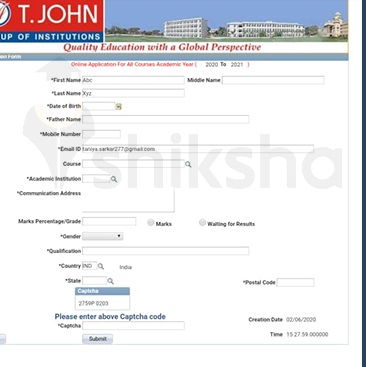 TJIMS Application Form
