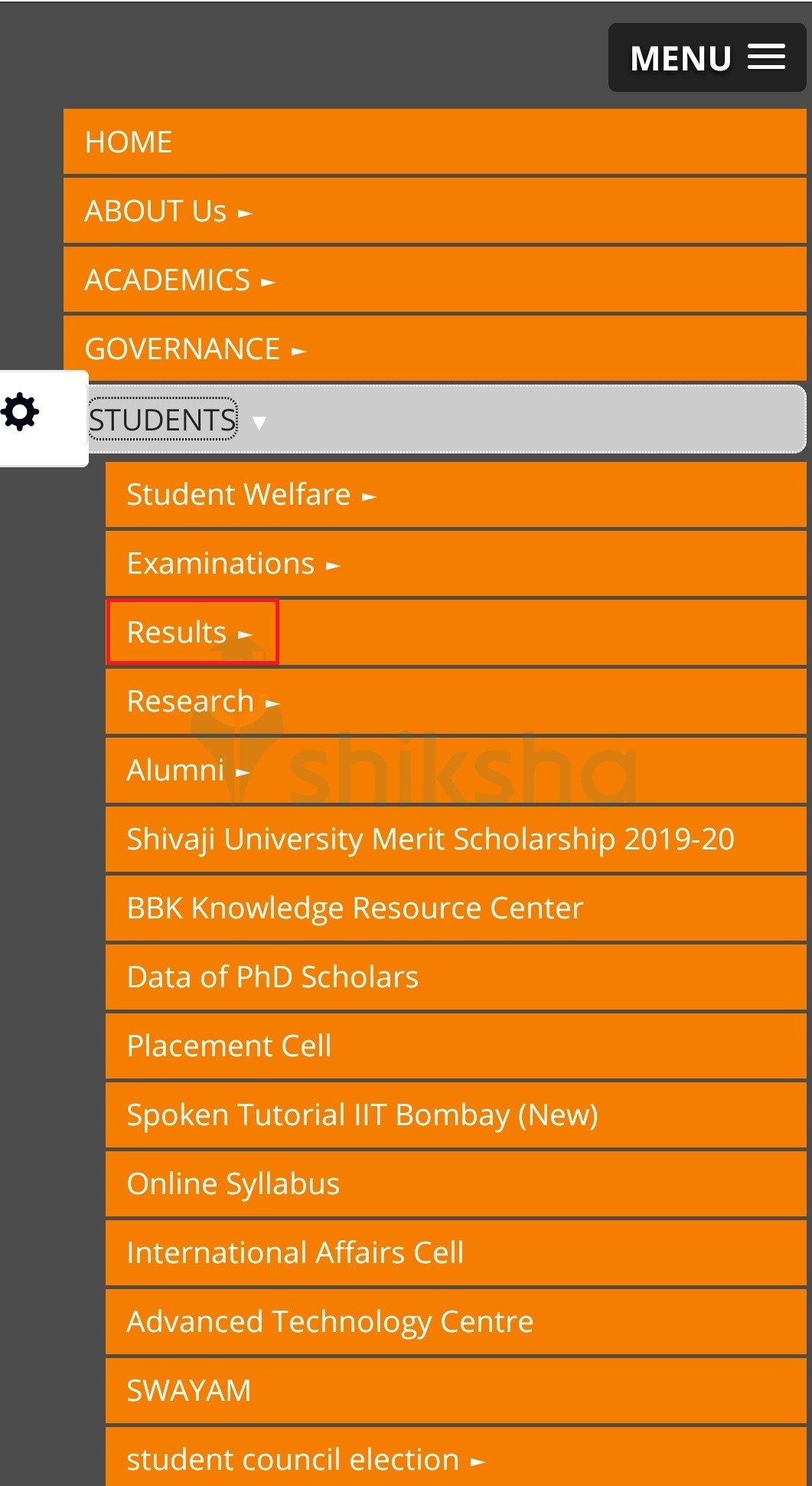Shivaji University results step 2