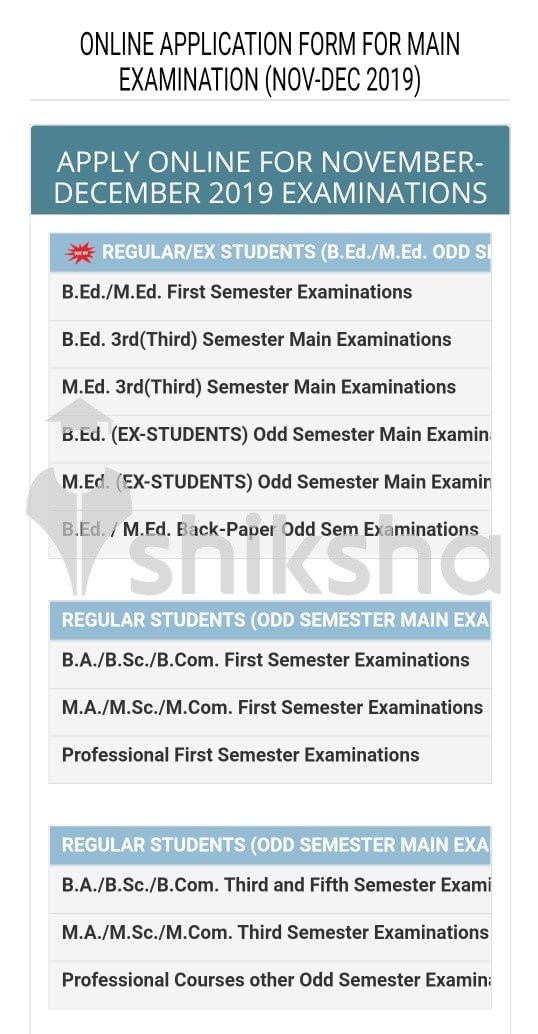 Kumaun University Exam Link