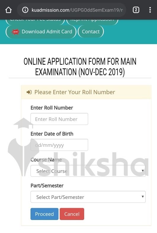 Kumaun University Exam Form