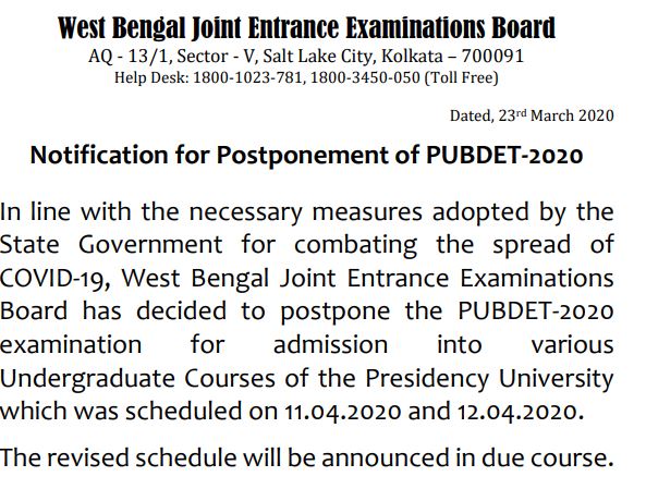 PUBDET Exam Date Postponed