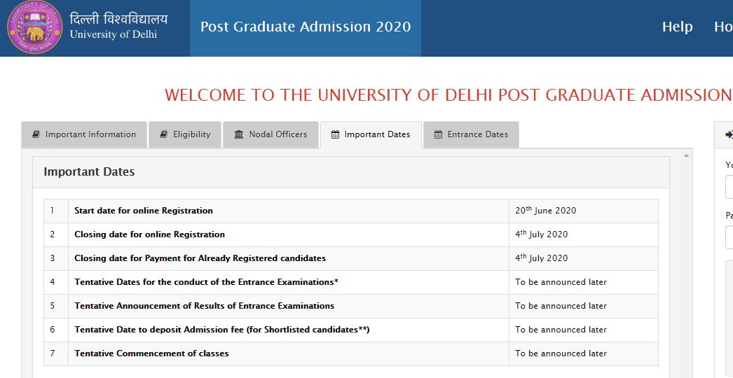 DU Admission 2020