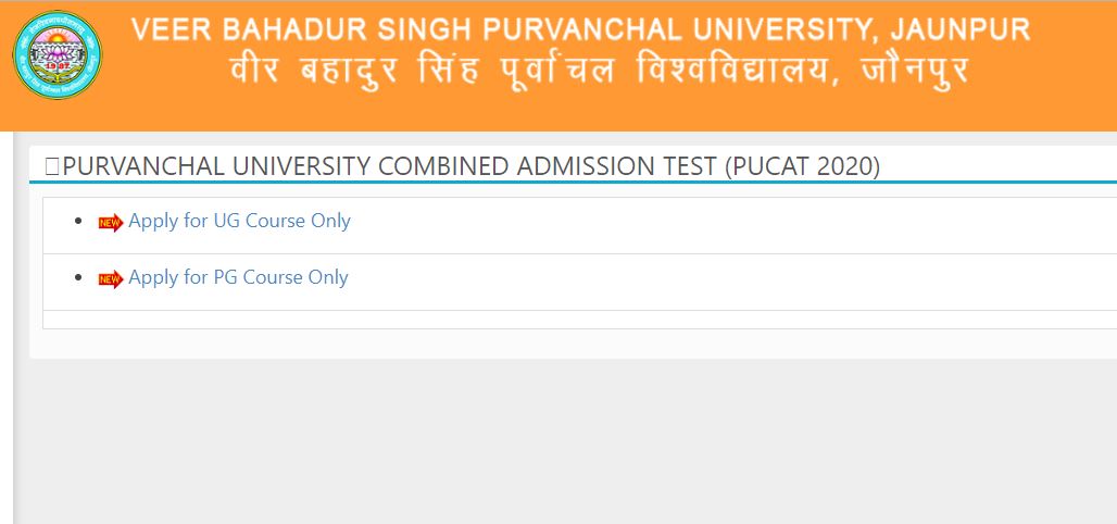 PUCAT Application Window 2020