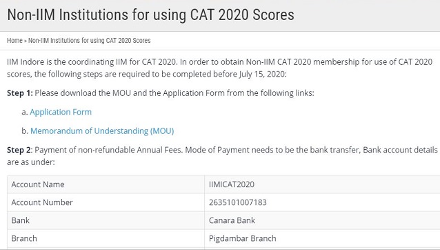 IIM Indore notice on CAT 2020