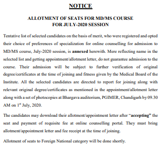 PGI counselling notification