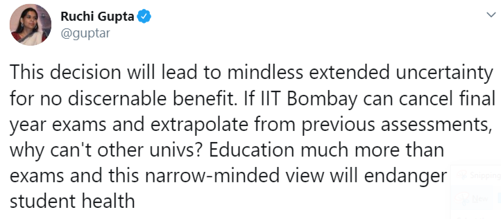 NSUI's tweet against UGC's revised guidelines 