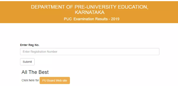 2nd PUC Result Karnataka login window