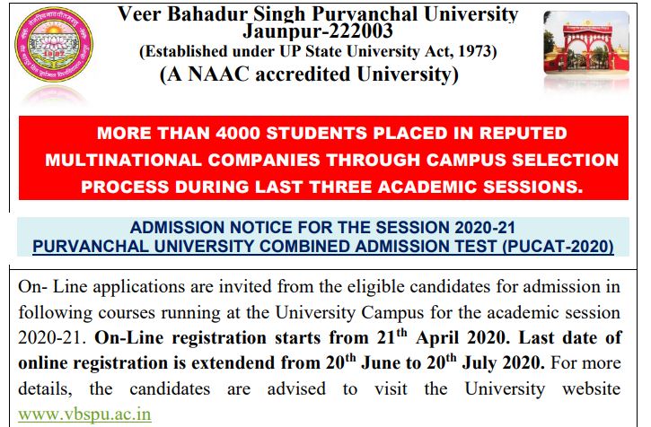 Purvanchal University extends last date to apply