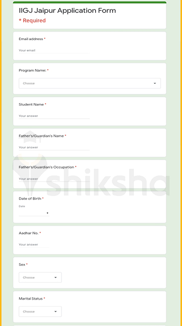 IIGJ Jaipur Application Process Step 3