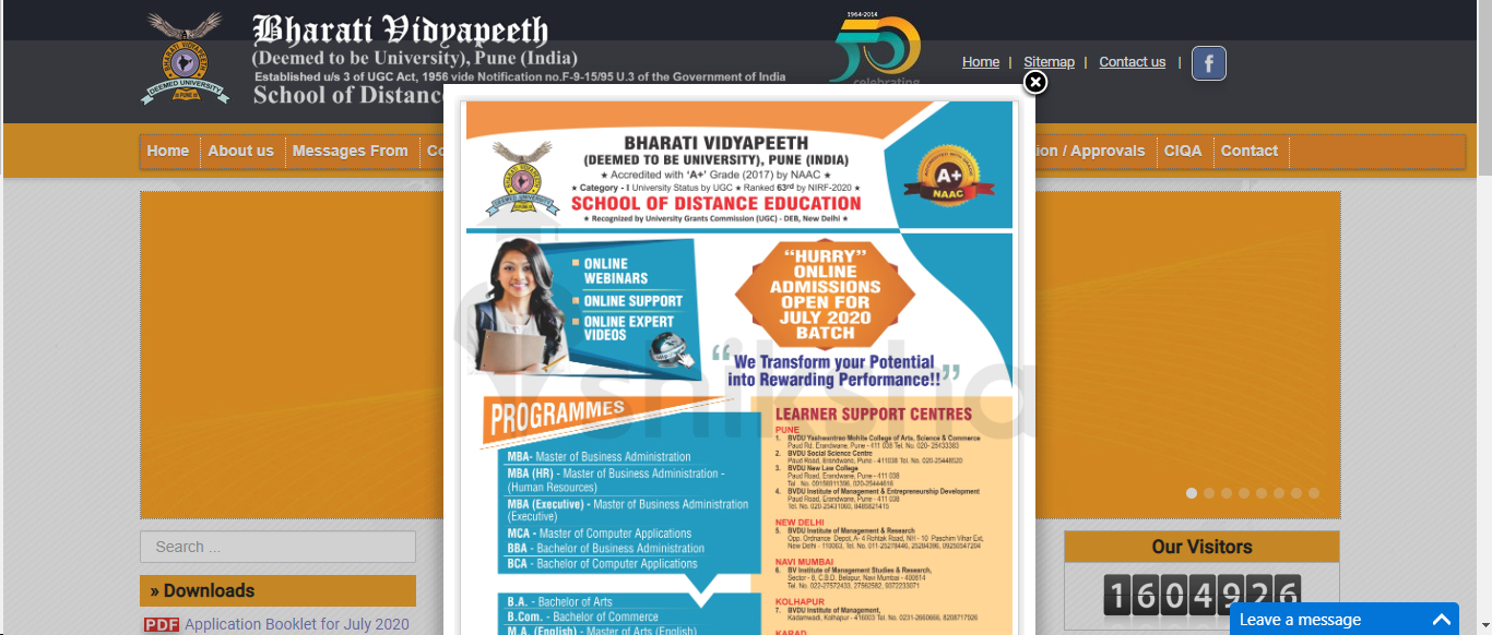 BVDU School of Distance Education Application Process Step 1