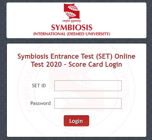 SET result 2020 login page
