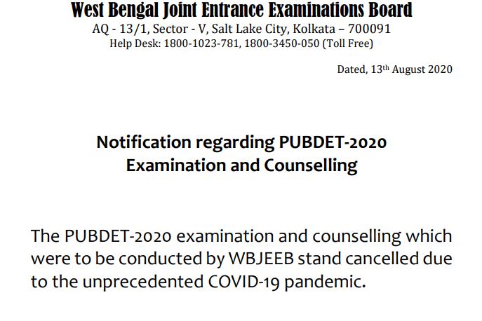 PUBDET 2020 Exam Notification