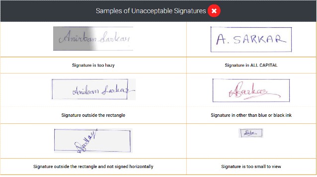 IIT JAM Application Form 2021: Wrong Signature Upload Options