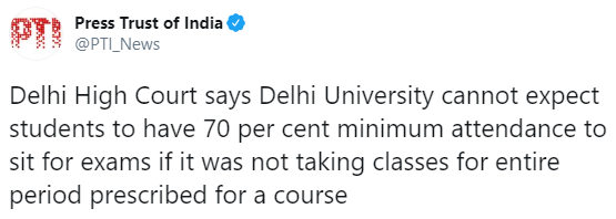 Delhi HC's order against DU's minimum attendance criteria